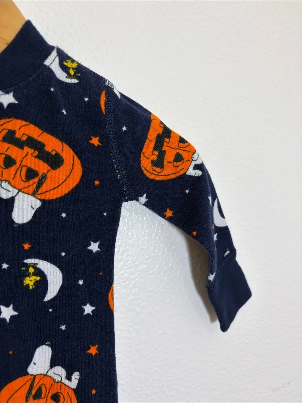Hanna Andersson Navy Snoopy Peanuts Pumpkins Organic Cotton One Piece Pajamas